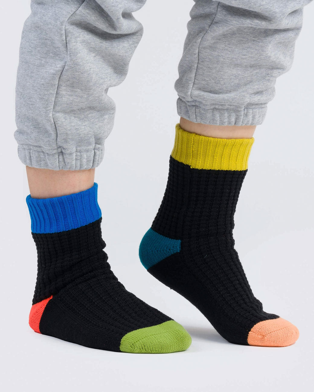 Colorblock Knit Unisex House Socks - Black-VERLOOP-Strange Ways