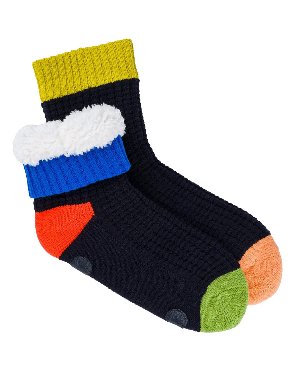 Colorblock Knit Unisex House Socks - Black-VERLOOP-Strange Ways