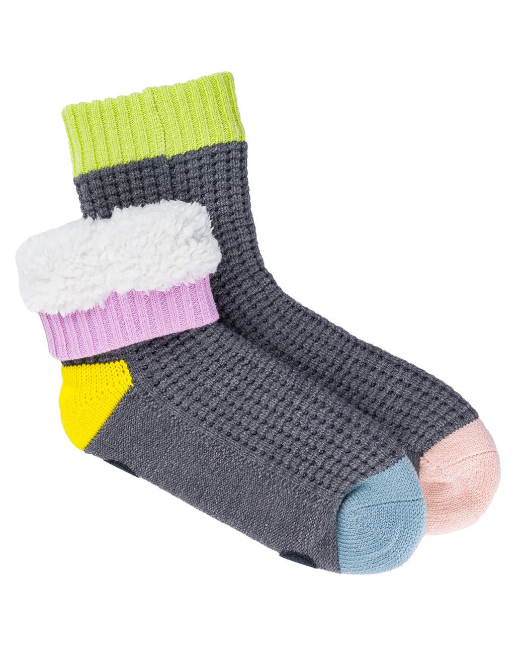 Colorblock Knit Unisex House Socks - Grey-VERLOOP-Strange Ways