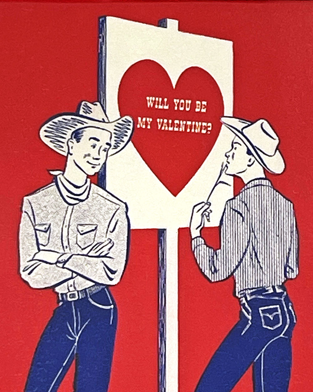 Gay Cowboys Valentine Magnet-Found Image Press-Strange Ways