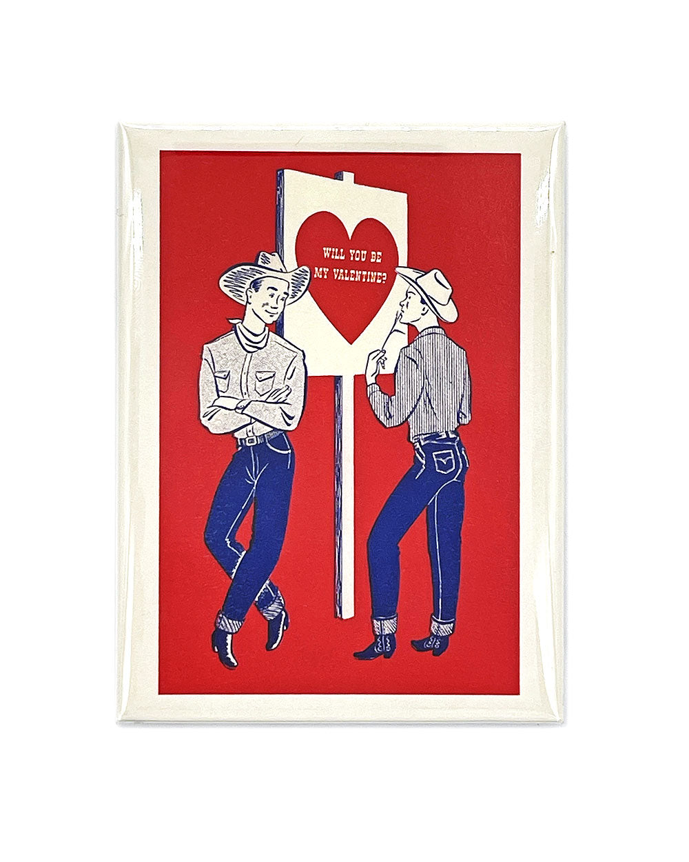 Gay Cowboys Valentine Magnet-Found Image Press-Strange Ways