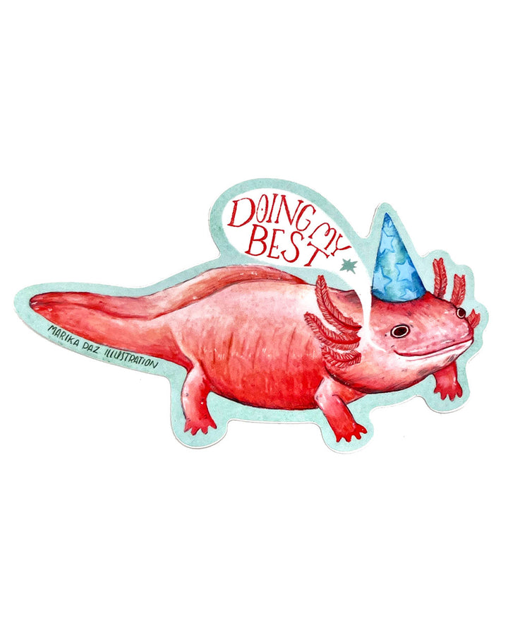 Doing My Best Axolotl Sticker-Marika Paz-Strange Ways