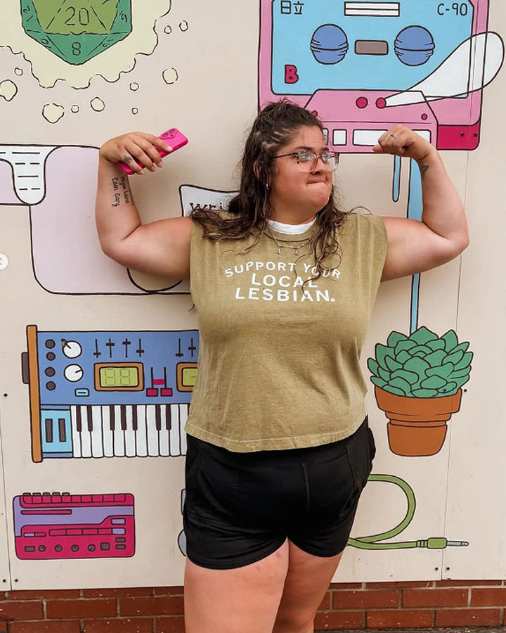 Support Your Local Lesbian Muscle Crop Top-RAYGUN-Strange Ways