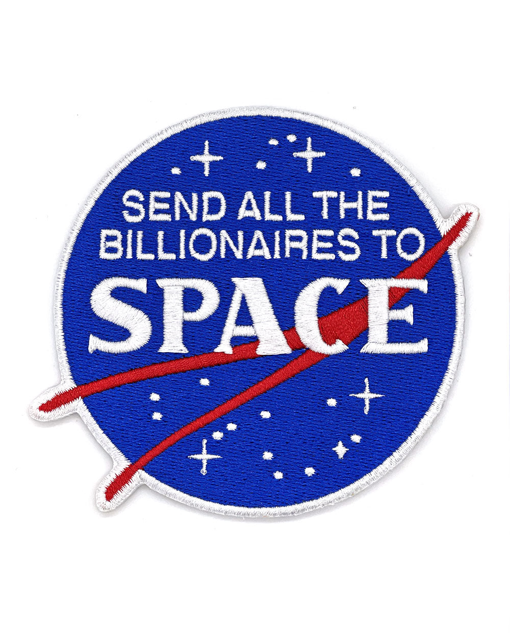 Send All The Billionaires To Space Patch (Fundraiser)-MacGuffin Goods-Strange Ways