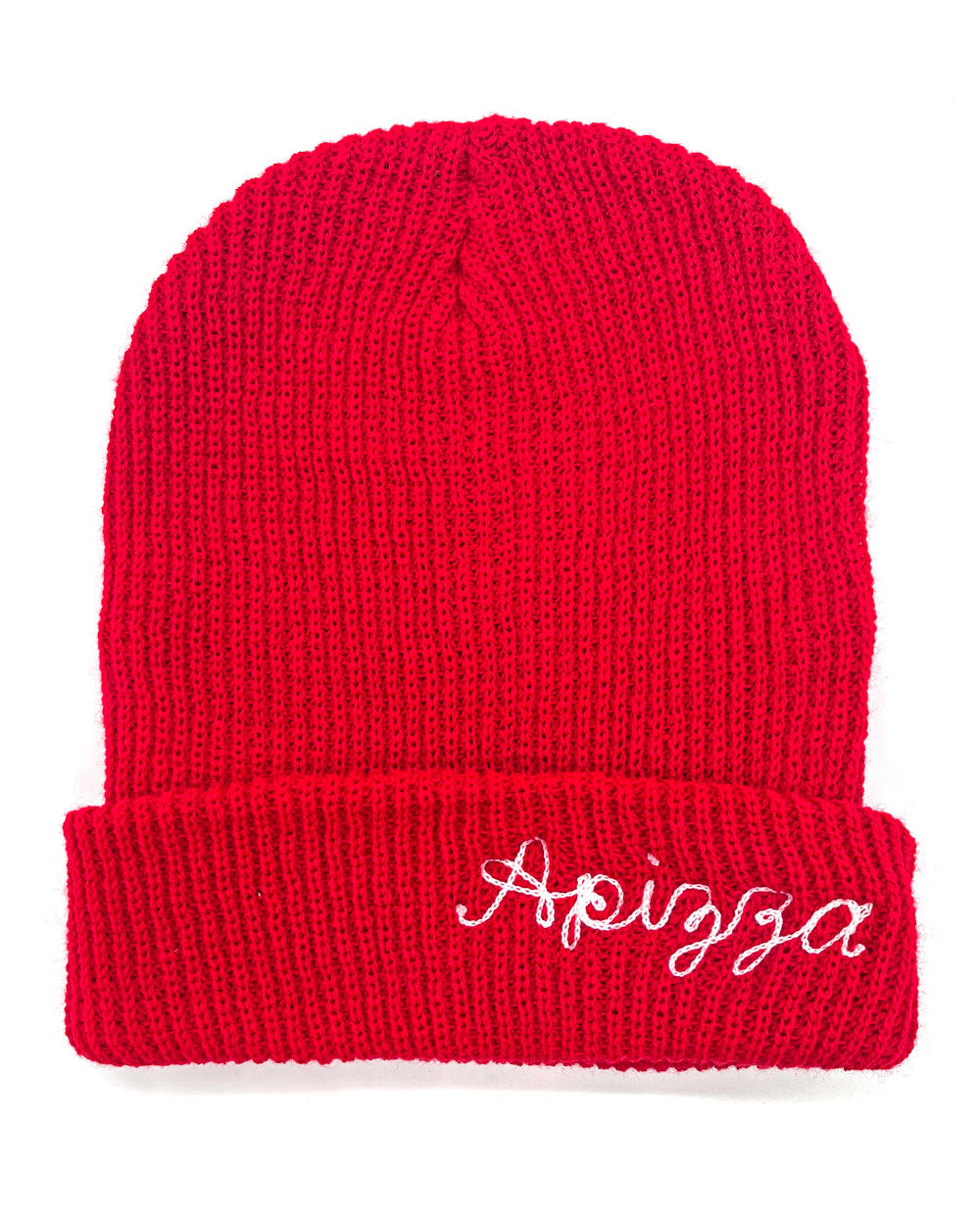 Apizza Chainstitched Beanie - Red (Limited Edition)-Strange Ways-Strange Ways