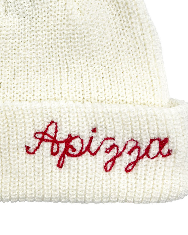 Apizza Chainstitched Fisherman Beanie - White (Limited Edition)-Strange Ways-Strange Ways