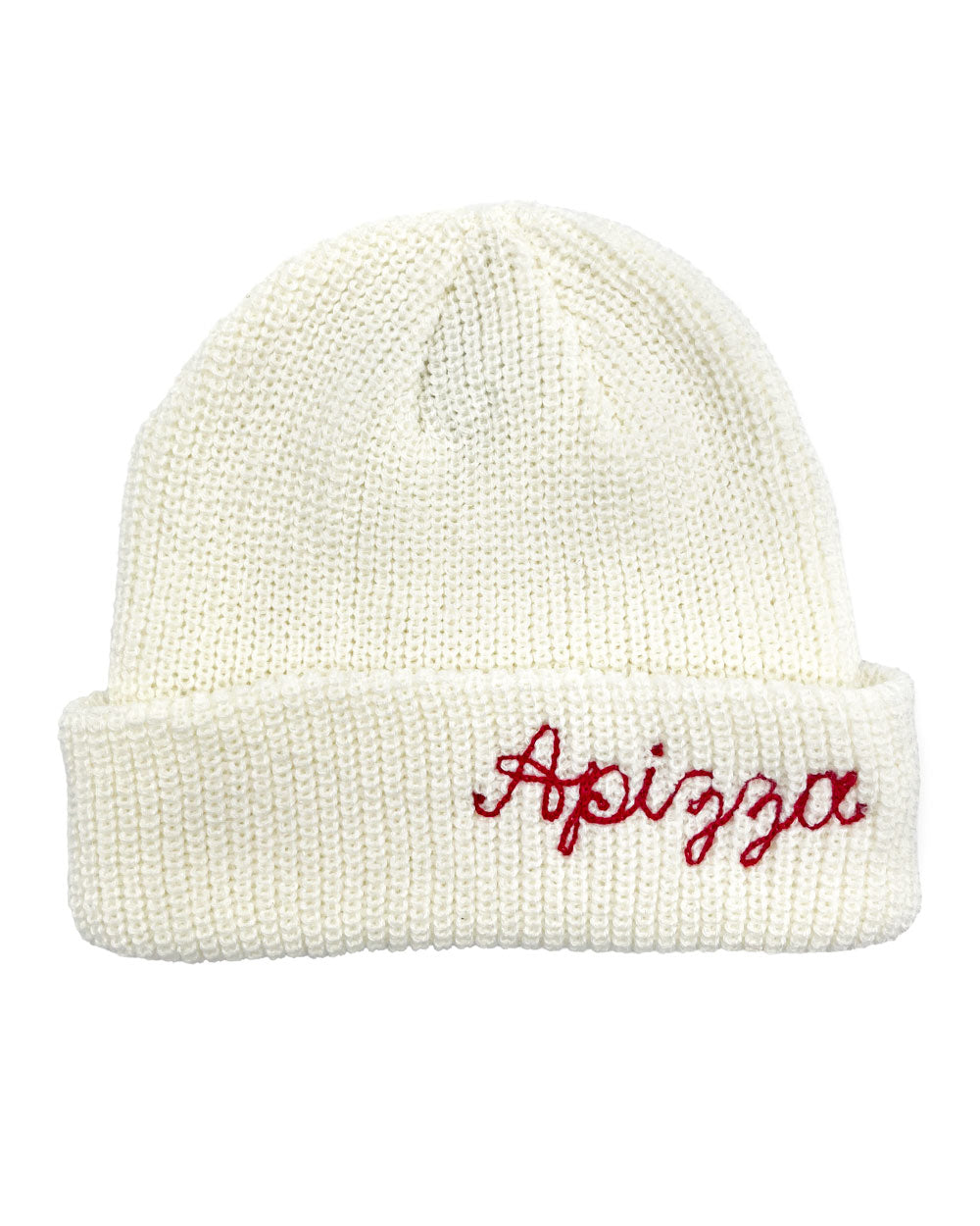 Apizza Chainstitched Fisherman Beanie - White (Limited Edition)-Strange Ways-Strange Ways