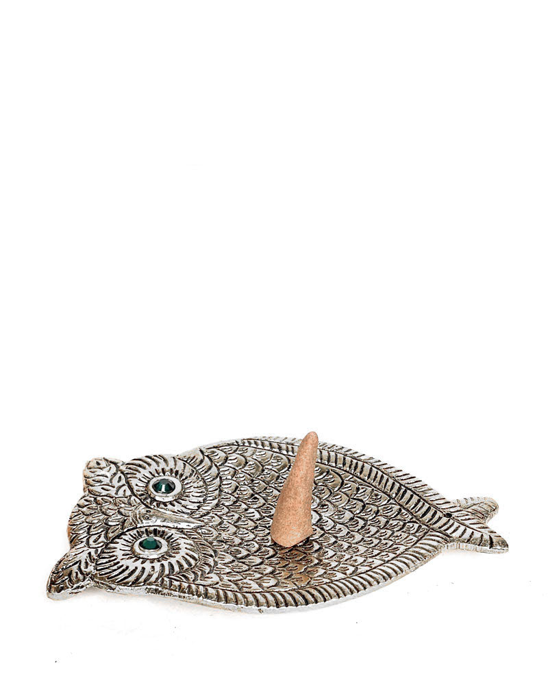 Owl Incense Burner - Silver (Stick or Cone)-Artschatz-Strange Ways