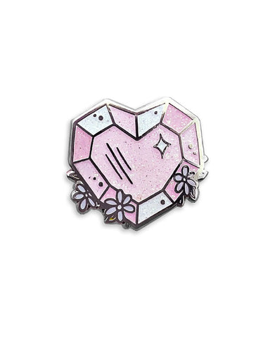 Rose Quartz Heart Crystal Pin