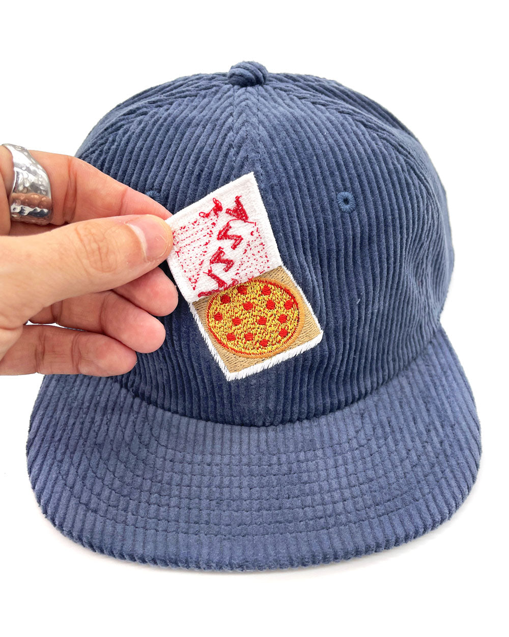 The Whole Pizza Corduroy Hat - Blue (Liftable Design!)-Crewel and Unusual-Strange Ways