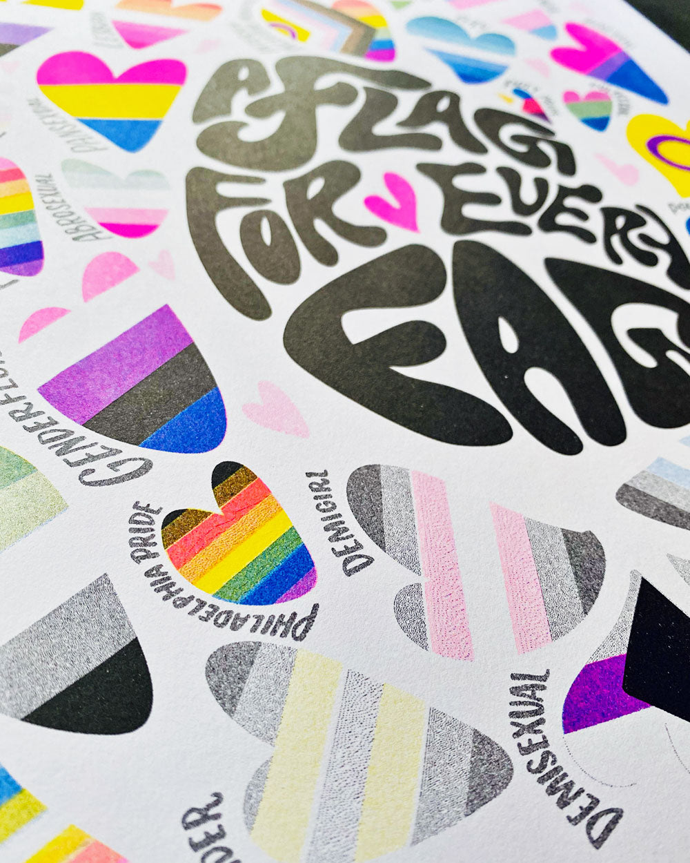 A Flag For Every Fag (Pride Flag Guide) Risograph Art Print (11" x 14")