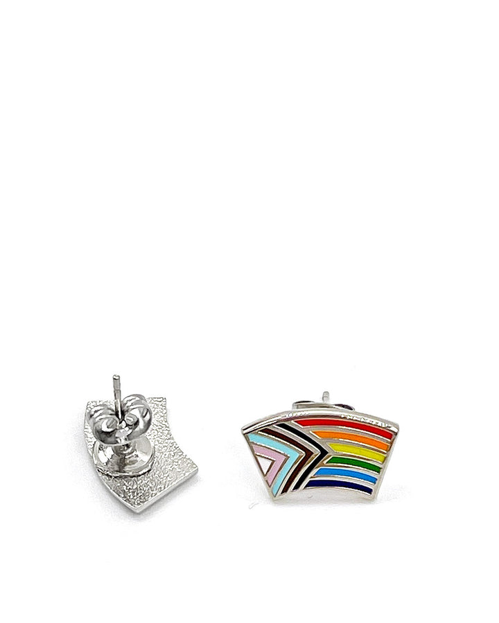 Progress Pride Flag Earrings (Fundraiser)-Dissent Pins-Strange Ways