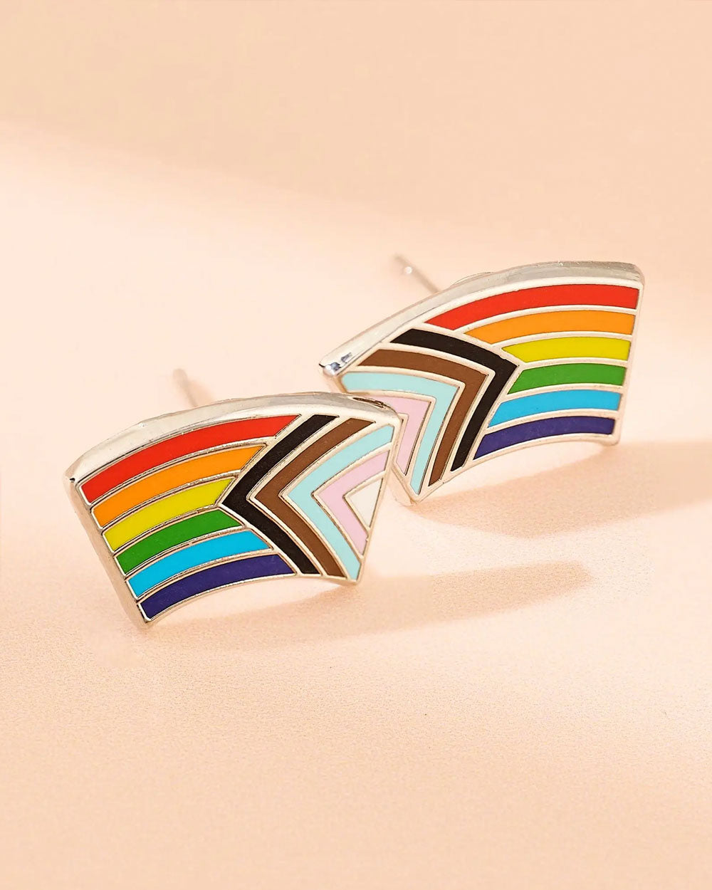 Progress Pride Flag Earrings (Fundraiser)-Dissent Pins-Strange Ways