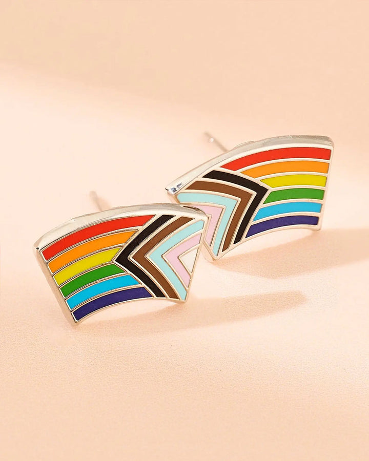 Progress Pride Flag Earrings (Fundraiser)-Dissent Pins-Strange Ways