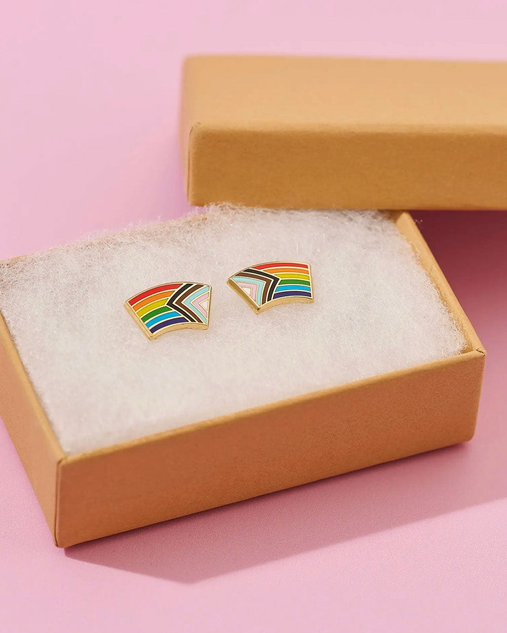 Progress Pride Flag Earrings (Fundraiser)-Dissent Pins-Strange Ways