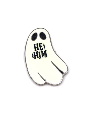He / Him Ghost Pronoun Pin (Glow-in-the-Dark)