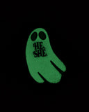He / She Ghost Pronoun Pin (Glow-in-the-Dark)-Queerly Departed-Strange Ways