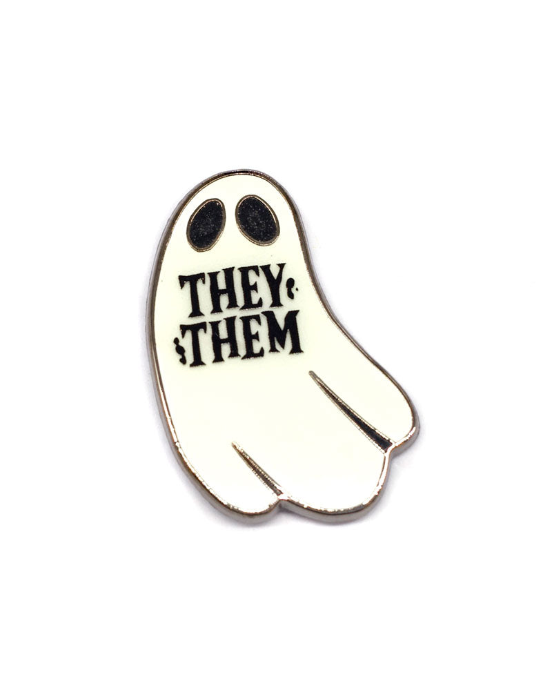 They / Them Ghost Pronoun Pin (Glow-in-the-Dark)-Queerly Departed-Strange Ways