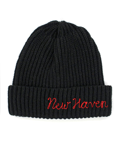 New Haven Chainstitched Ribbed Beanie - Black (Limited Edition)