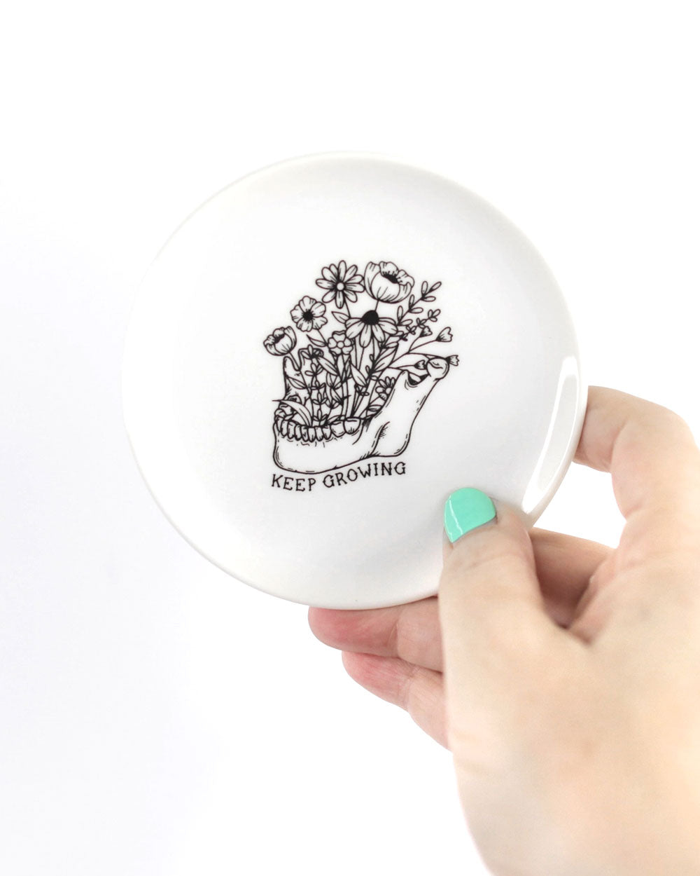 Keep Growing Skull & Flowers Jewelry Dish-Electric Little Things-Strange Ways