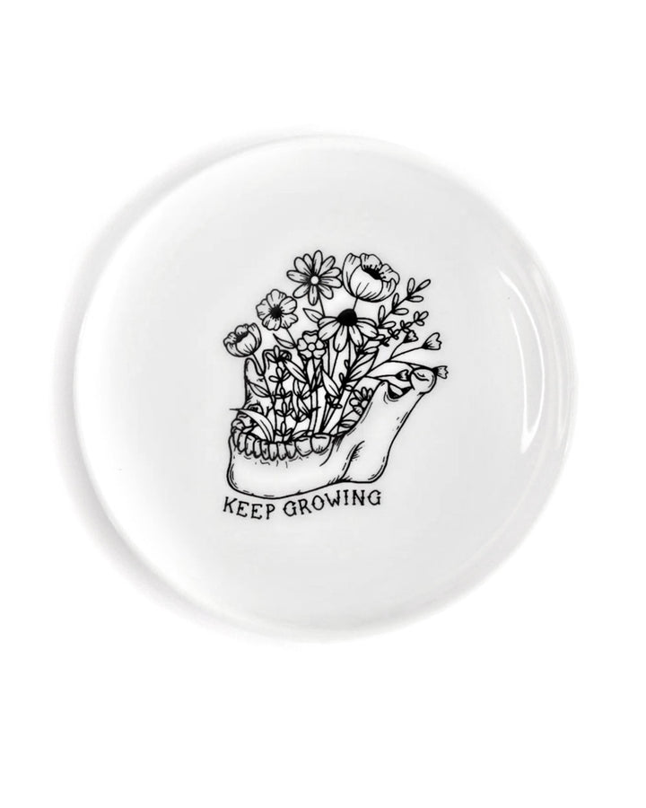 Keep Growing Skull & Flowers Jewelry Dish-Electric Little Things-Strange Ways