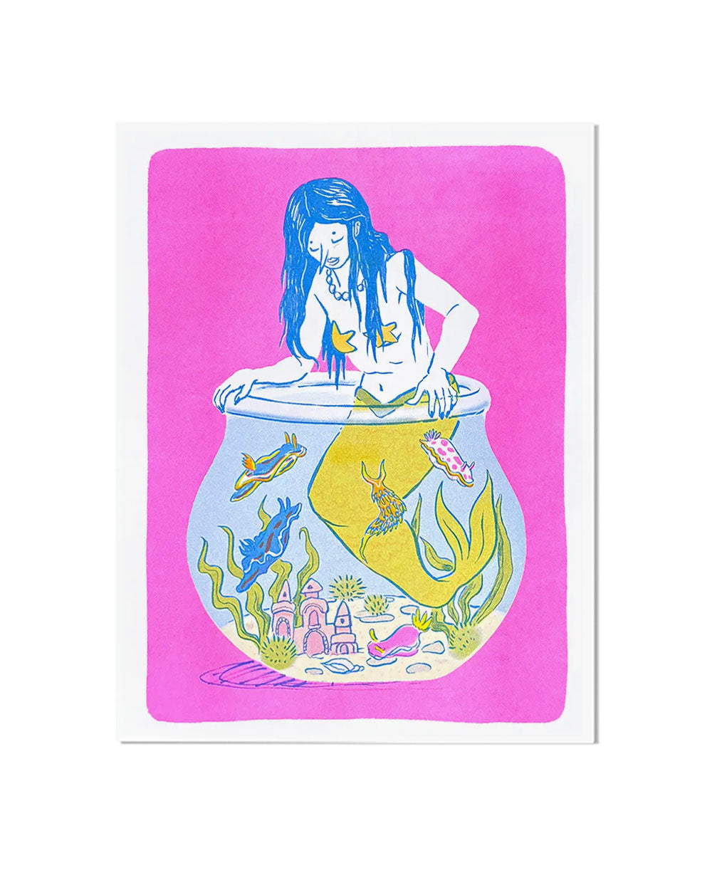 Mermaid & Her Nudis Risograph Art Print (8.5" x 11")-Tamiko Sidore-Strange Ways