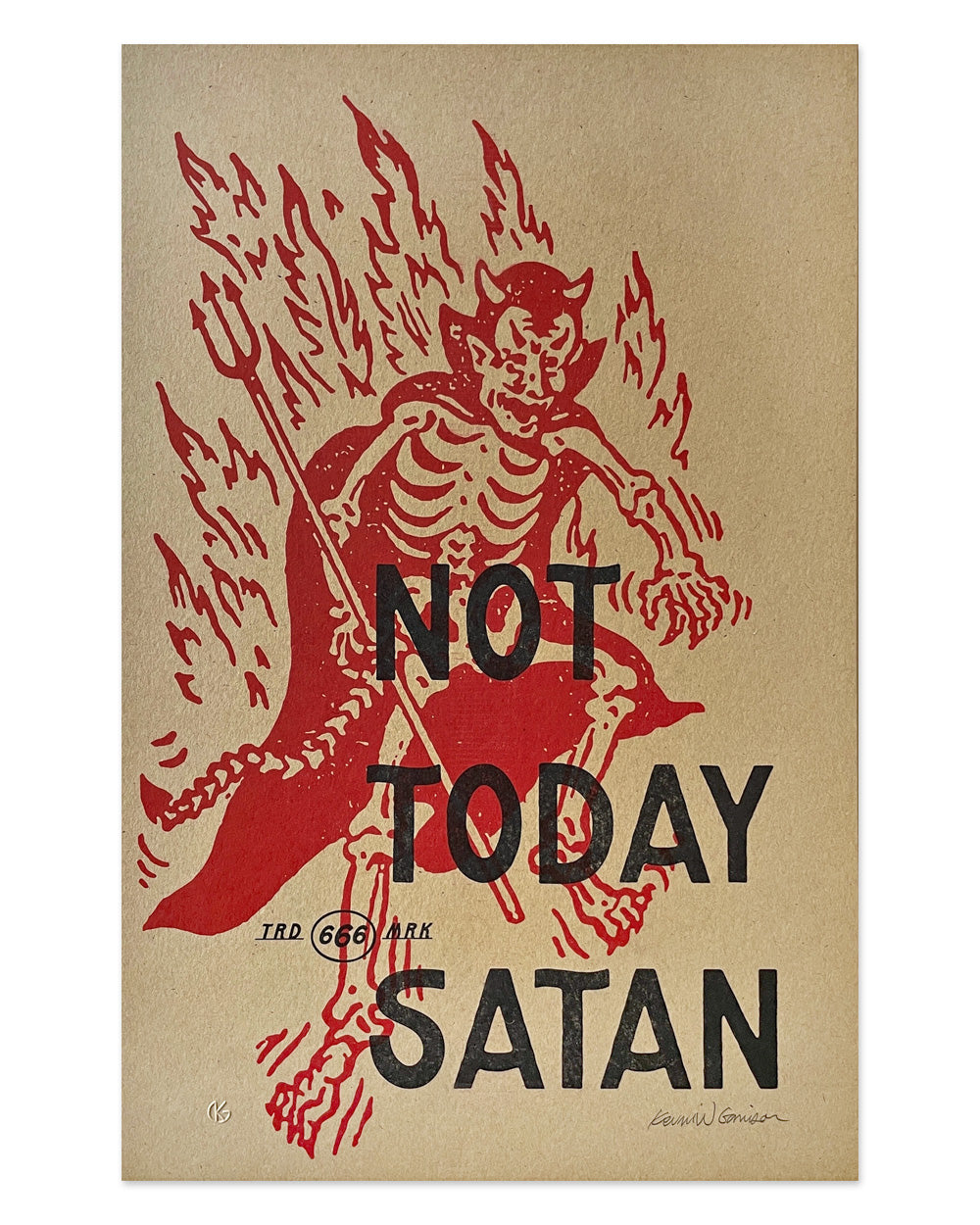 Not Today Satan Risograph Art Print (11" x 17")-Risotopia-Strange Ways