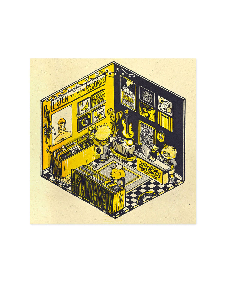 Record Store Risograph Art Print (8" x 8")-It's Not That Weird-Strange Ways
