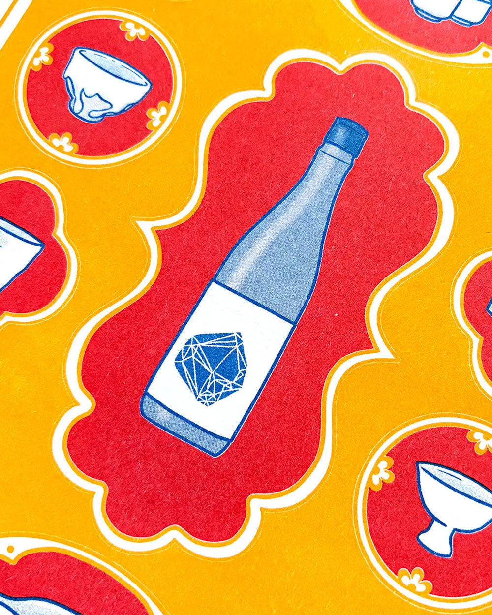 Sake Lover Risograph Art Print (8.5" x 11")-Tamiko Sidore-Strange Ways