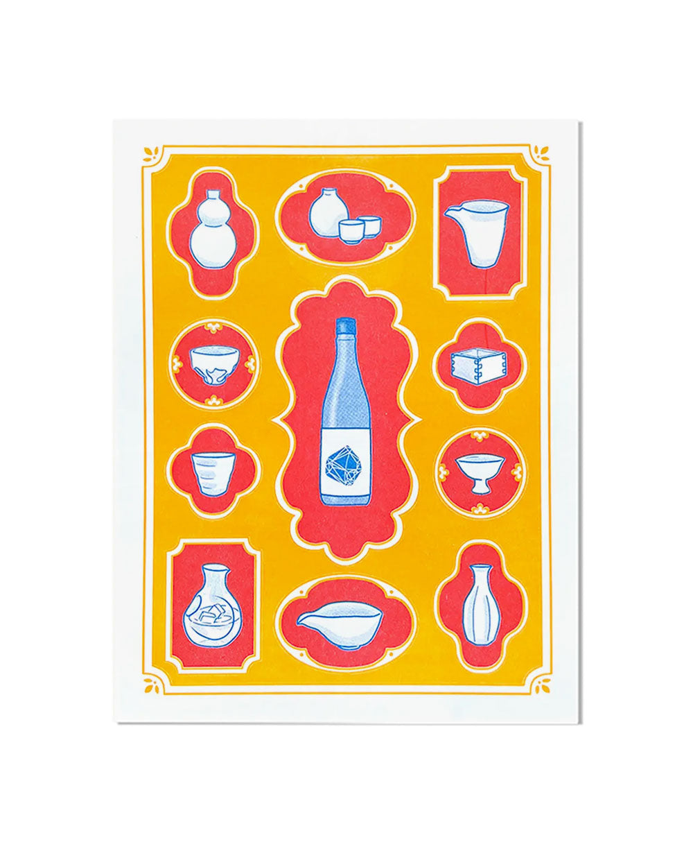 Sake Lover Risograph Art Print (8.5" x 11")-Tamiko Sidore-Strange Ways