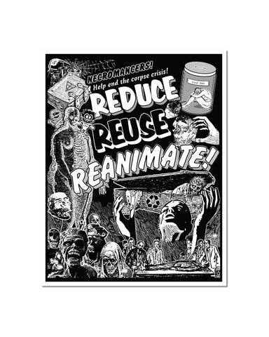 Reduce, Reuse, Reanimate Risograph Art Print (11" x 14")
