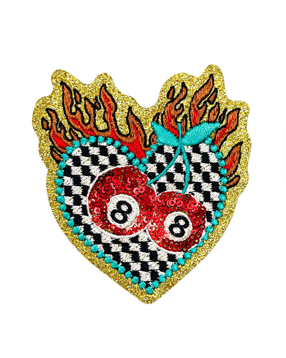 Flaming Twin Cherries Sequin Patch-ABLNco-Strange Ways