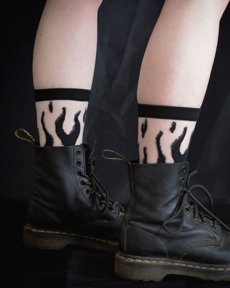 Black Flame Sheer Socks-Ectogasm-Strange Ways