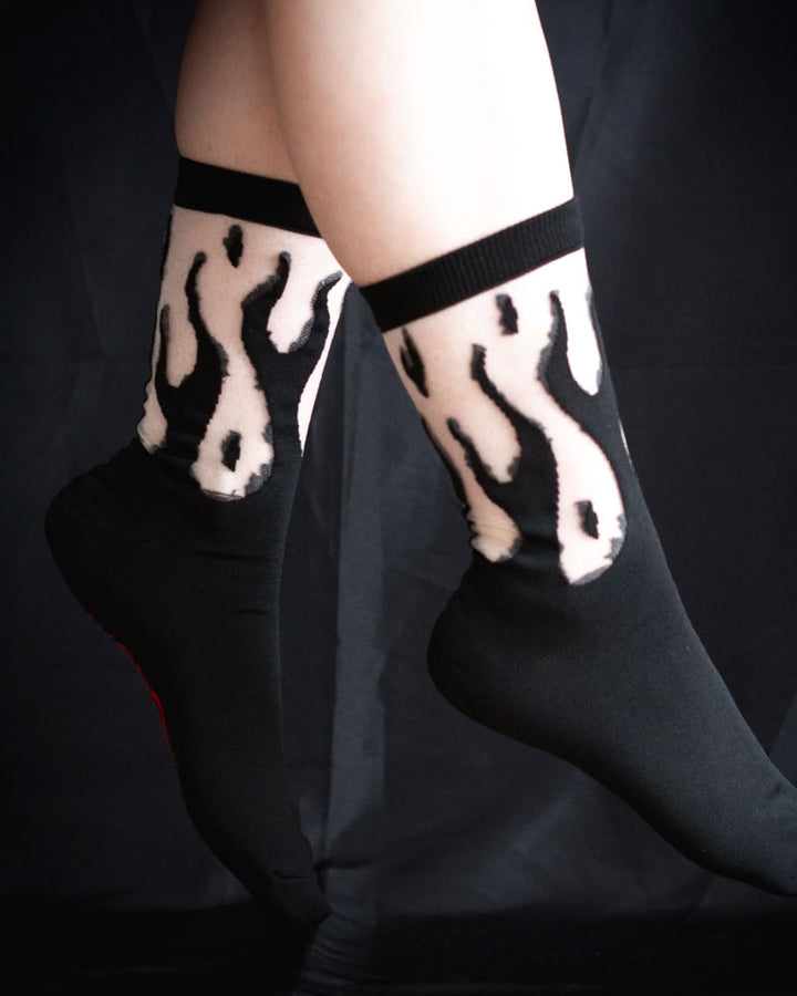Black Flame Sheer Socks-Ectogasm-Strange Ways