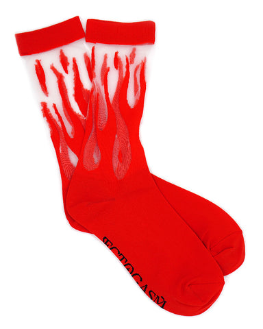 Red Flame Sheer Socks