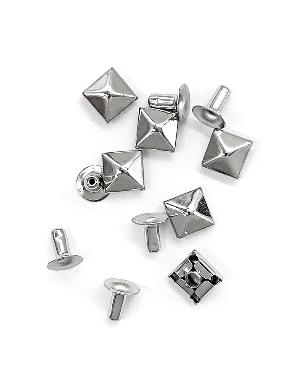 Pyramid Stud Rivet Silver Pyramid Studs (Pack of 6)