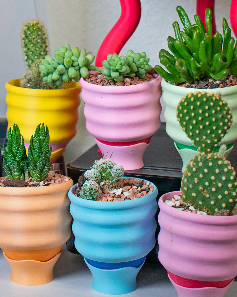 pink plant pot indoor Wiggle Planter Pot