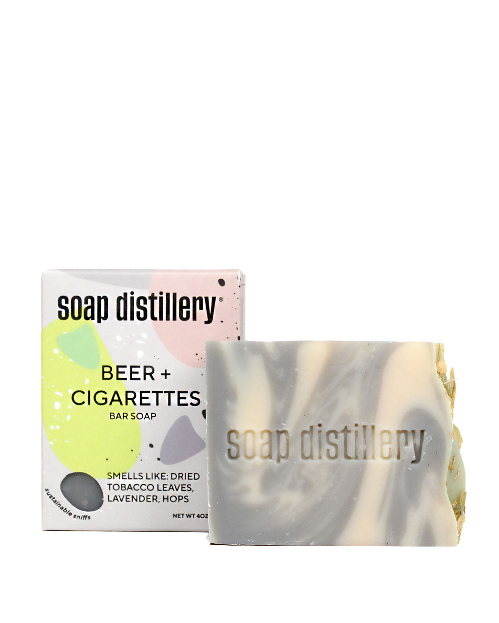 soap distillery Beer + Cigarettes bar soap set: carton and swirled bar