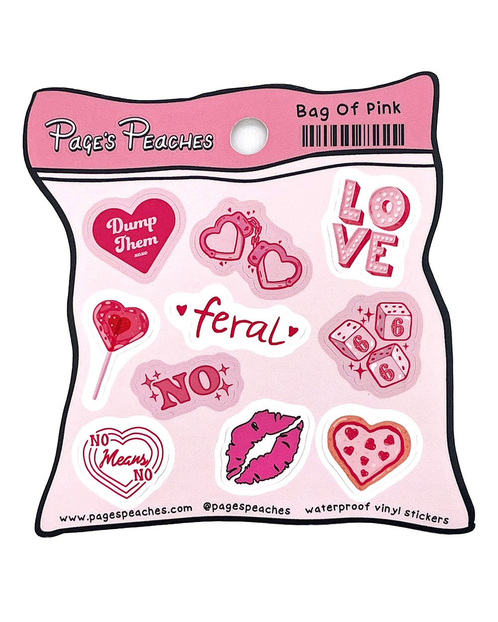Bag Of Pink Sticker Sheet-Page's Peaches-Strange Ways