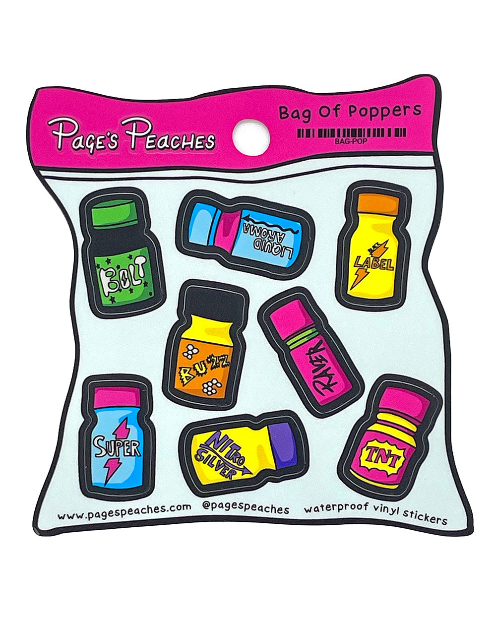 Bag Of Poppers Sticker Sheet-Page's Peaches-Strange Ways