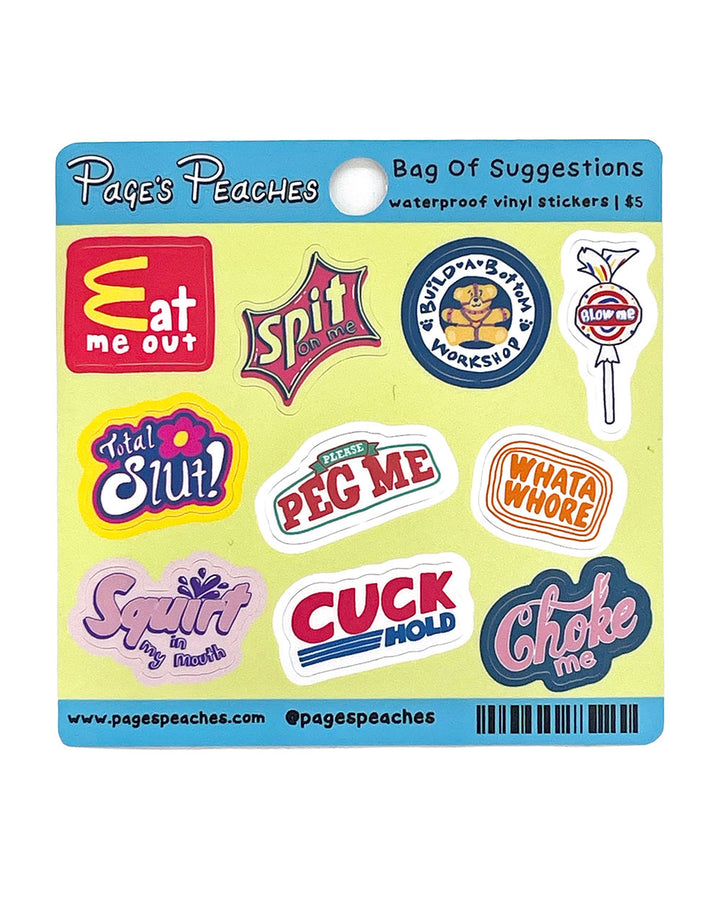 Bag Of Suggestions Sticker Sheet-Page's Peaches-Strange Ways