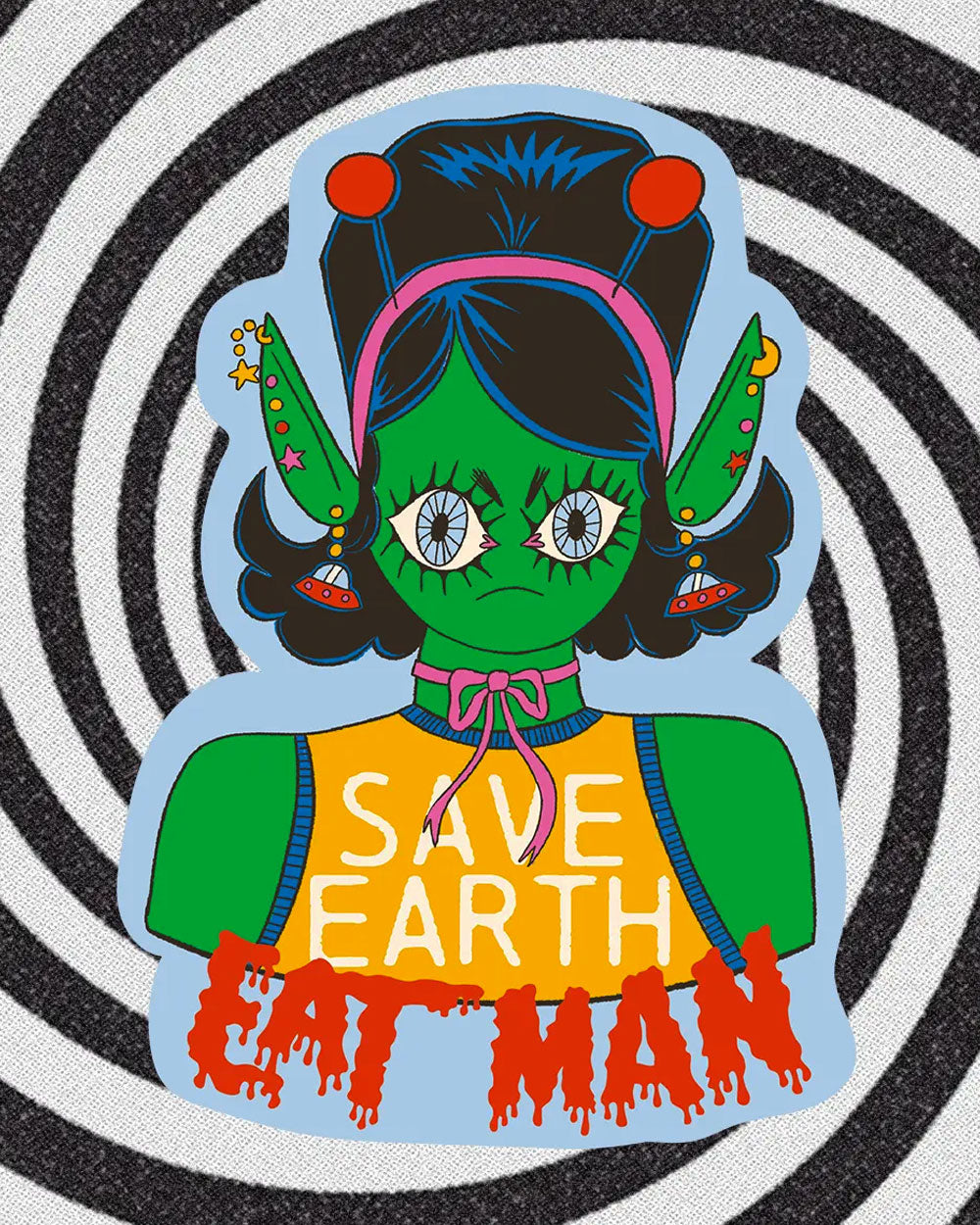 Save Earth Eat Man Large Sticker-Soft Rat Studio-Strange Ways