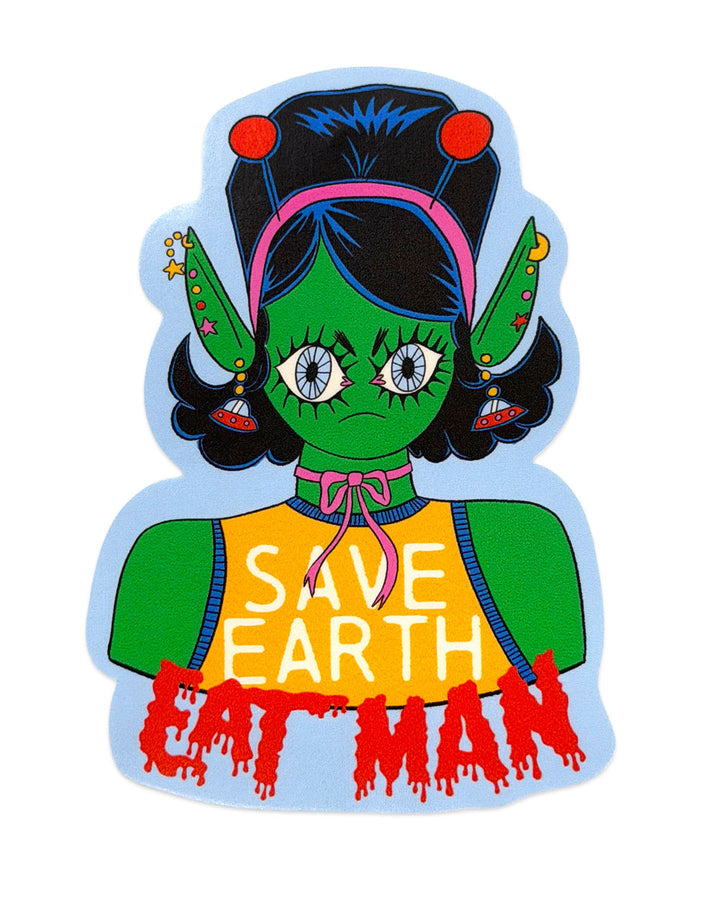 Save Earth Eat Man Large Sticker-Soft Rat Studio-Strange Ways