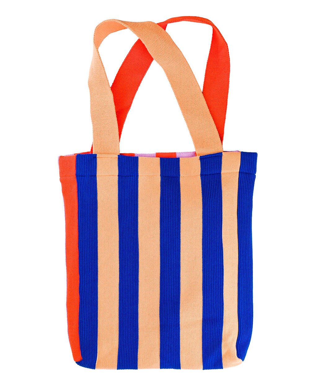 Super Stripe Knit Tote Bag - Peach Cobalt-VERLOOP-Strange Ways