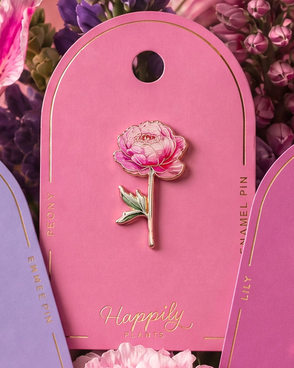 Pink Peony Flower Pin-Happily Plants-Strange Ways