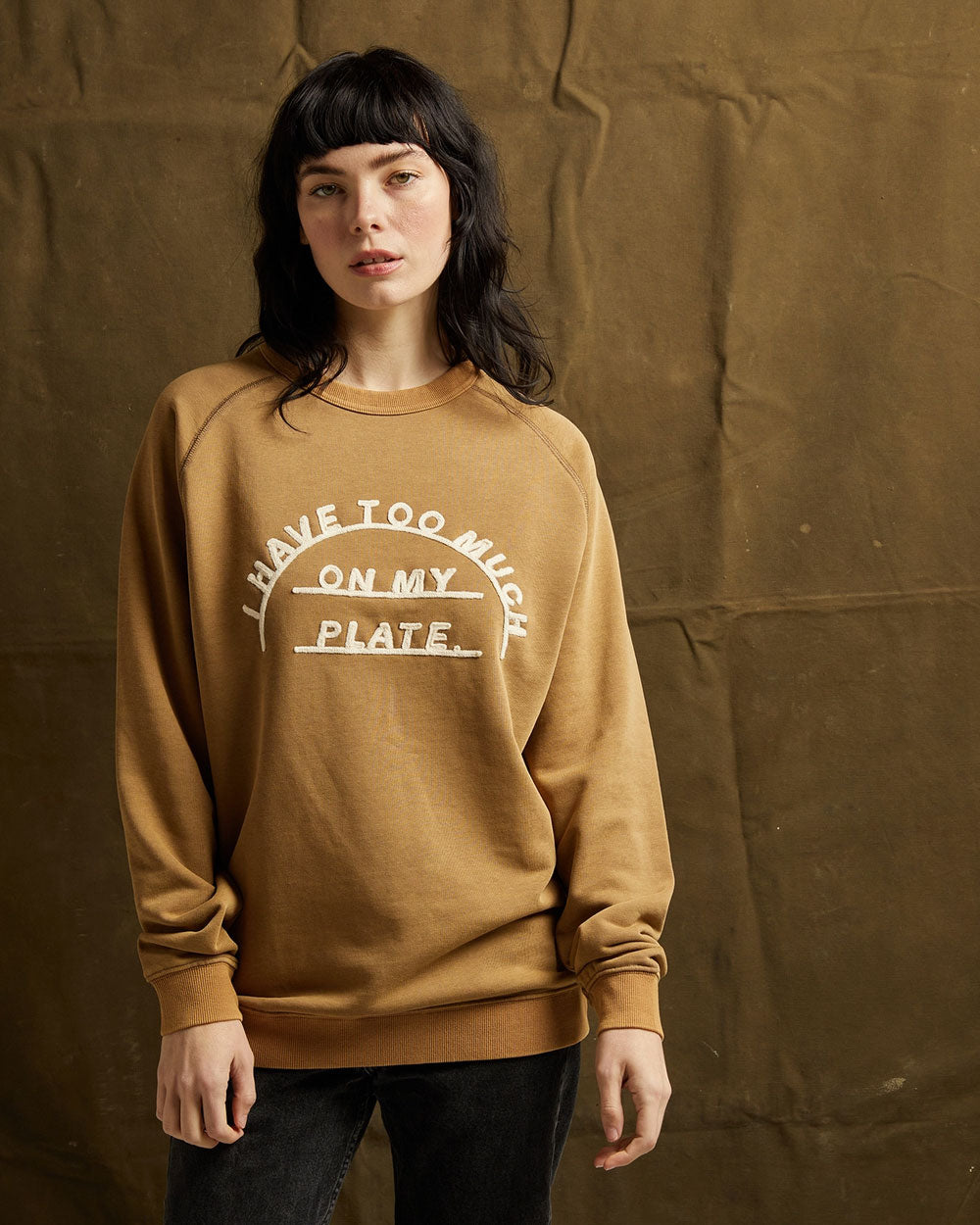 Too Much On My Plate Chainstitched Crewneck Unisex Sweatshirt-Pyknic-Strange Ways