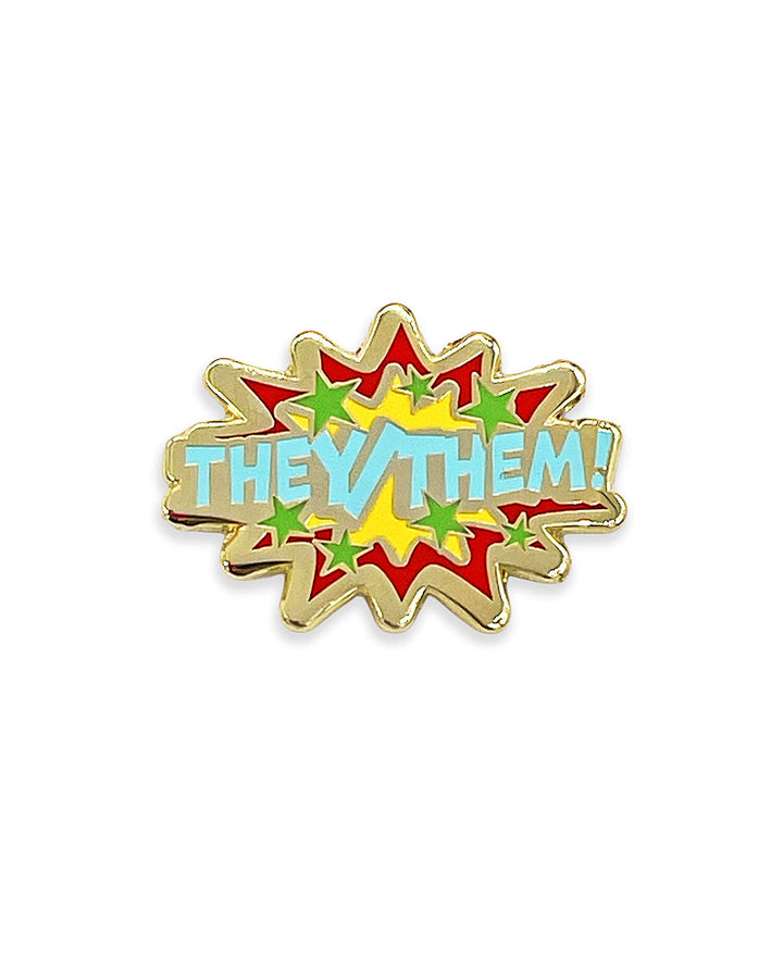 They / Them Comic Book Pronoun Pin-Cunning Linguist Co.-Strange Ways