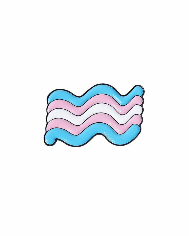 Trans Squiggly Pride Flag Pin-Bianca Designs-Strange Ways