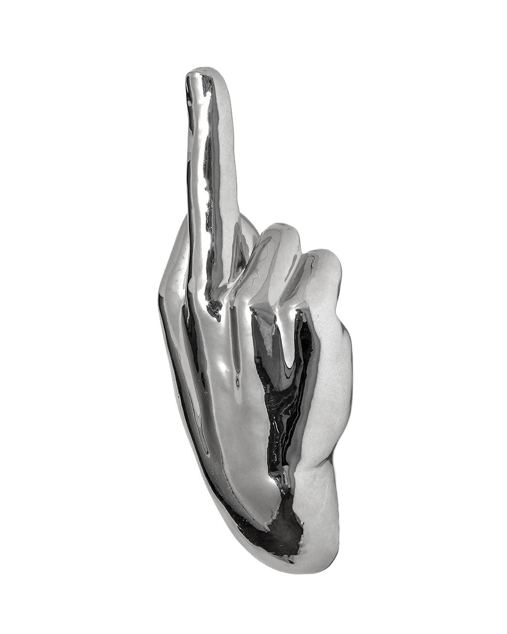 Middle Finger Hand Wall Sculpture - Silver-Interior Illusions Plus-Strange Ways