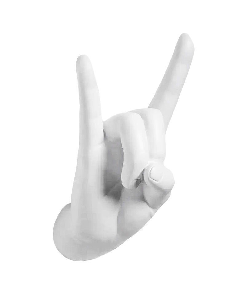Rock On Hand Wall Sculpture - White-Interior Illusions Plus-Strange Ways